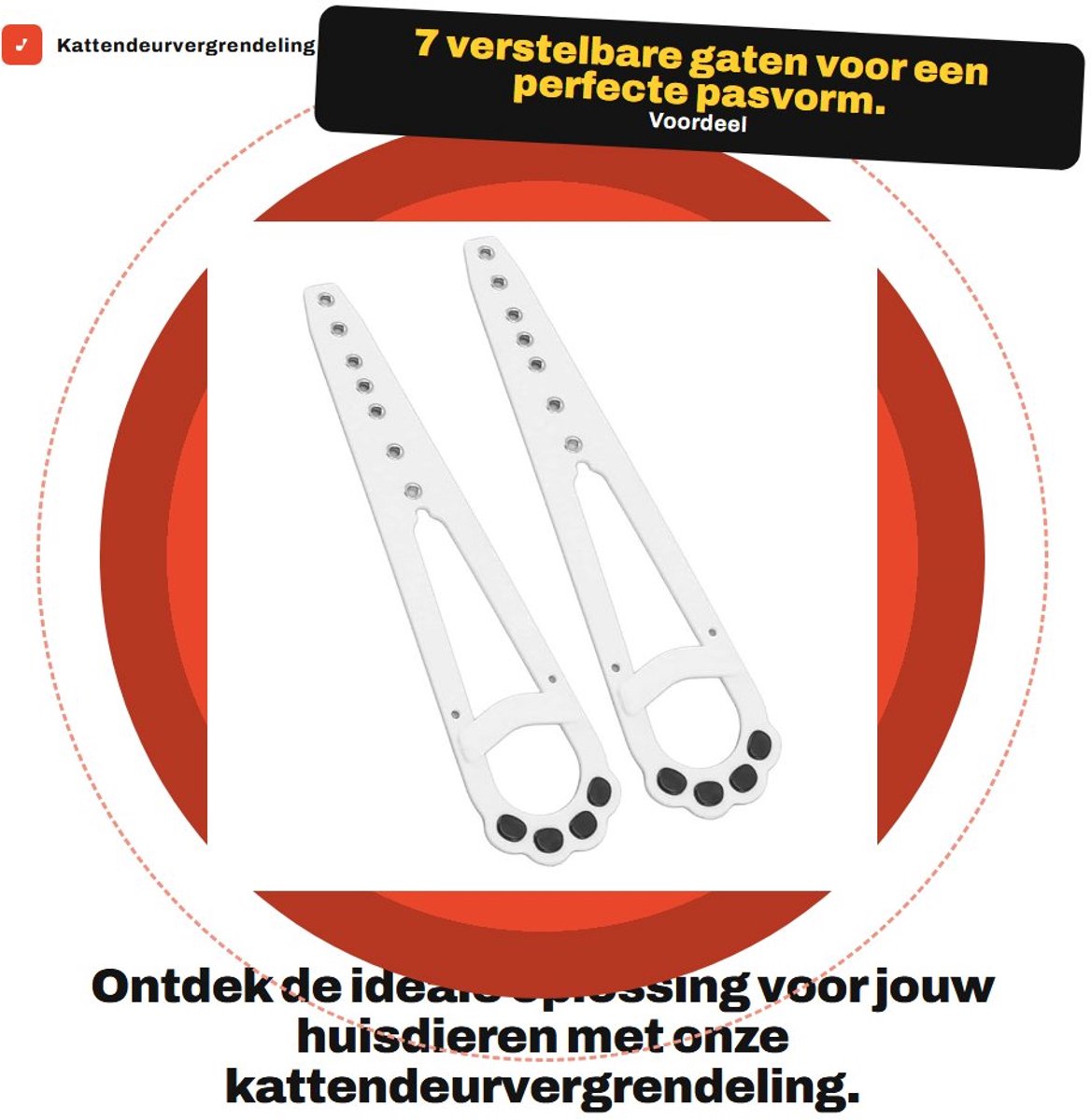 Dailygoods- Kattendeurvergrendeling - 7 Verstelbare Gaten - Huisdierdeurbeugel - Roestvrij Staal - Eenvoudig te Installeren - Duurzaam en Veilig - Huisdierdeur