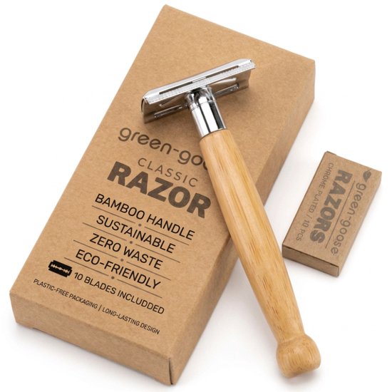 Safety Razor van maple hout met gouden details