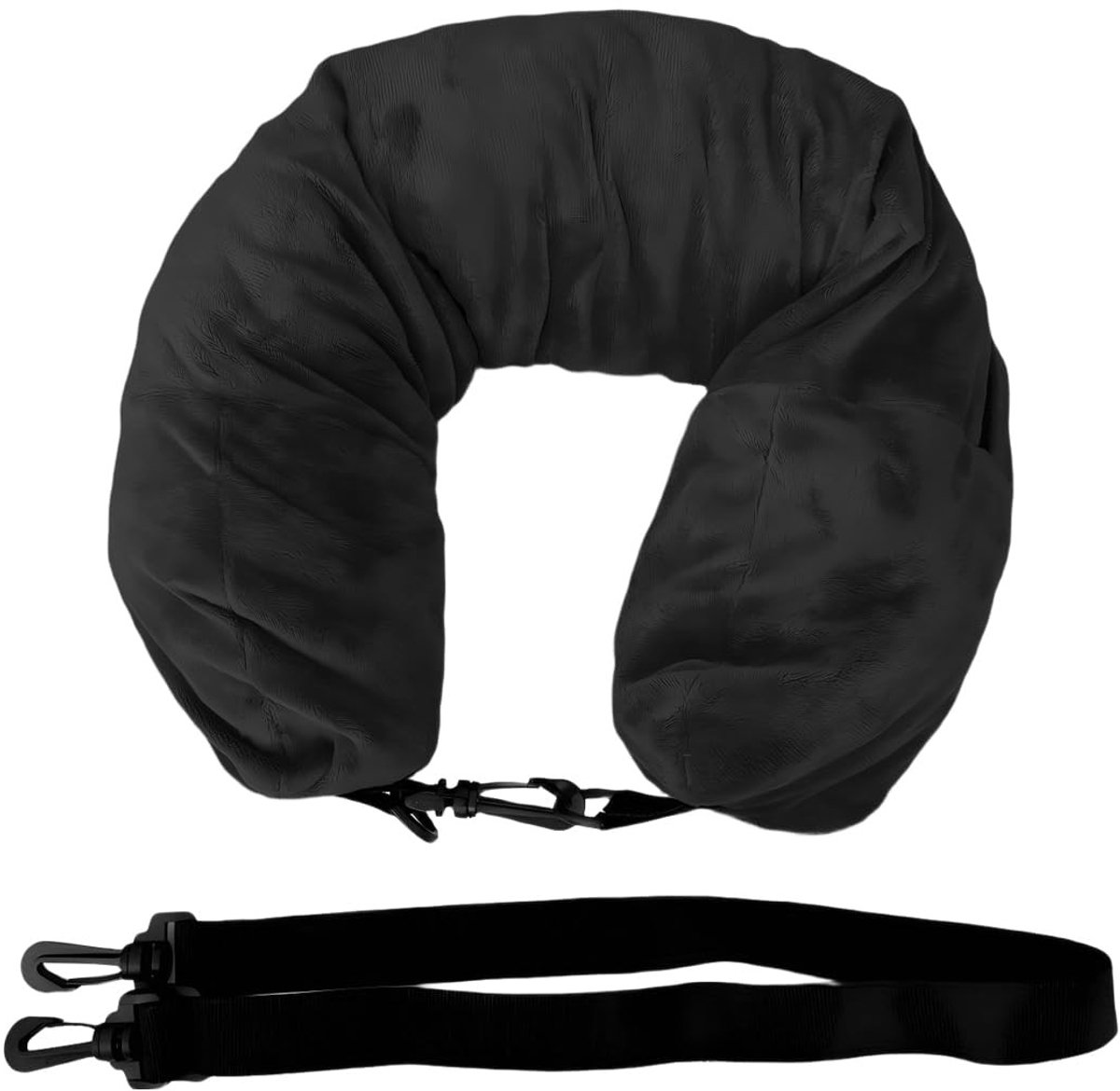 Dailygoods- Reiskussen Navulbaar - U-vormig Kussen - Verstelbare Schouderriem - 78 x 18 cm - Zacht Fluweel - Ruimte voor 3 Dagen Kleding - Neksteunkussen