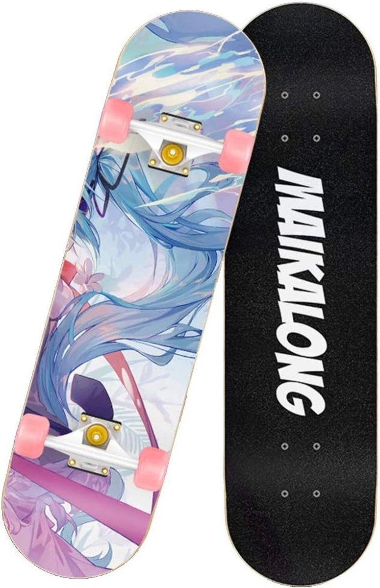 Longboard Skateboard Beginners Board Straat Cruisen 7-laags Esdoornhout 79×20.5cm Gekleurd