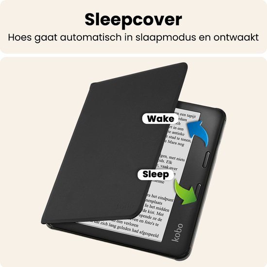 Hoesje Geschikt voor Kobo Libra 2 Hoes Book Case - Hoes Geschikt voor Kobo Libra 2 Hoesje Book Cover - Zwart van Hoesje  — afbeelding 3