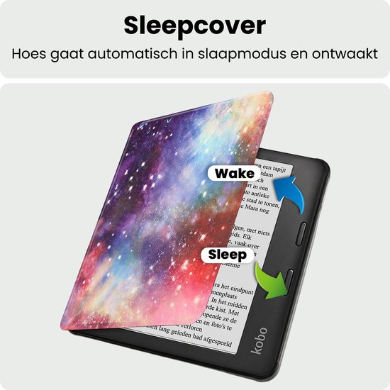 Hoes Geschikt voor Kobo Libra 2 Hoesje Bookcase Cover Hoes - Hoesje Geschikt voor Kobo Libra 2 Hoes Cover Case - Galaxy — afbeelding 3