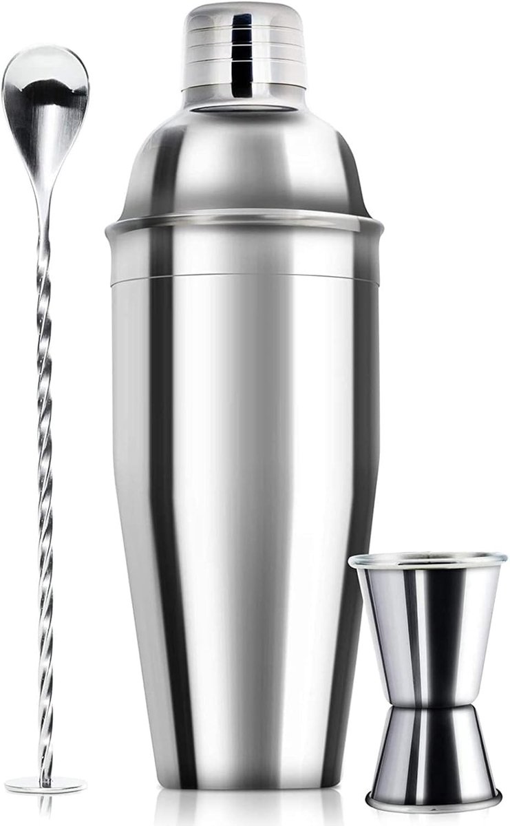 Dailygoods- Cocktailshaker 680 ml - Professionele Cocktailset - Maatbeker - Roestvrijstalen Bar Gereedschap - Ingebouwde Zeef - Elegante Barslepel - Barkit
