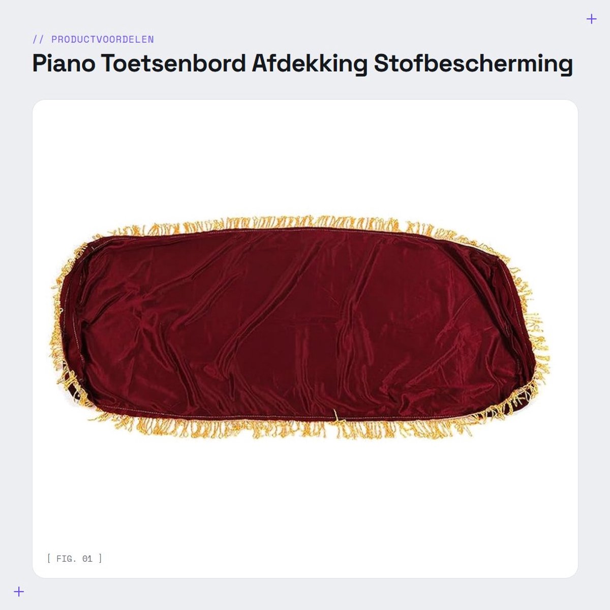 Solidchoice- Pianotoetsenbordafdekking Stofbescherming - Fluwelen Hoes - 88 Toetsen - Verstelbare Kabel - Decoratieve Franjes - Zacht en Duurzaam - Pianohoes