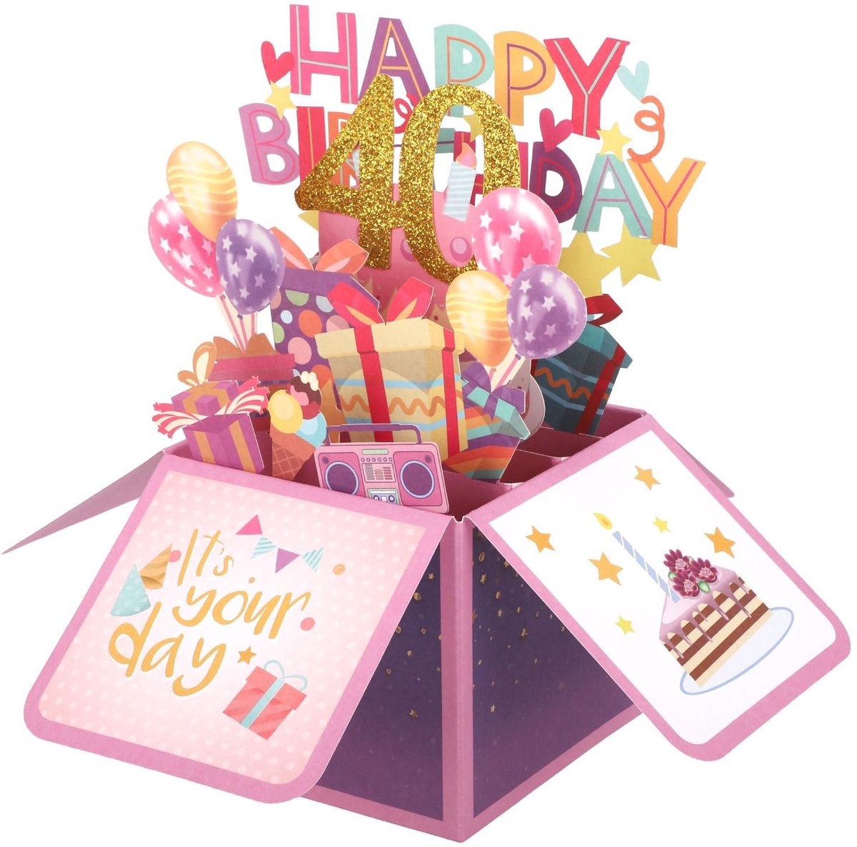Solidchoice- Verjaardagskaart Veelkleurig - Pop-Upkaart - Wenskaart - Envelop - Cadeau - 3D Ontwerp 25,6x25,6x19,6cm - Kaart