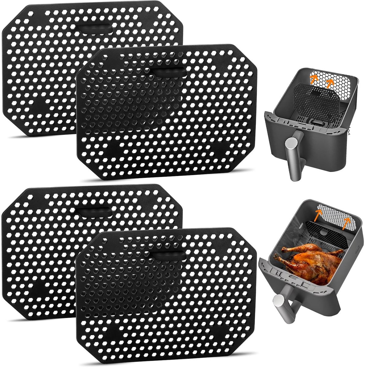 Solidchoice- Anti-spat Rooster 4 Stuks Siliconen Hittebestendig Voor Air Fryer Ninja 11 5 × 8 5 cm Verlengt levensduur apparaat Spatbescherming
