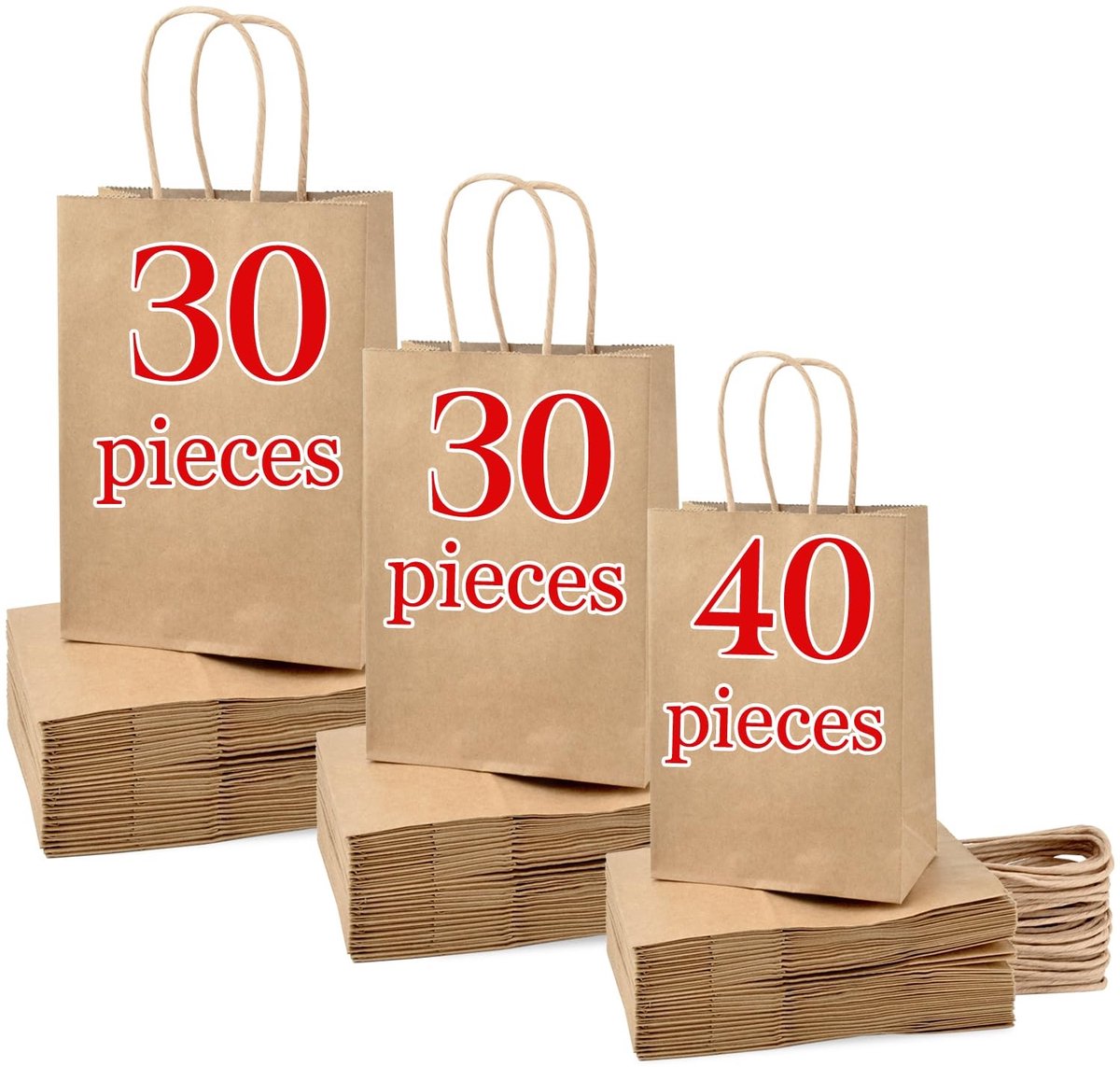 Solidchoice- Papieren Zakken 100 Stuks - Papieren Draagtassen - Papieren Zakken Bruin - Herbruikbare Geschenkzakken - Kraftpapier - Diverse Maten