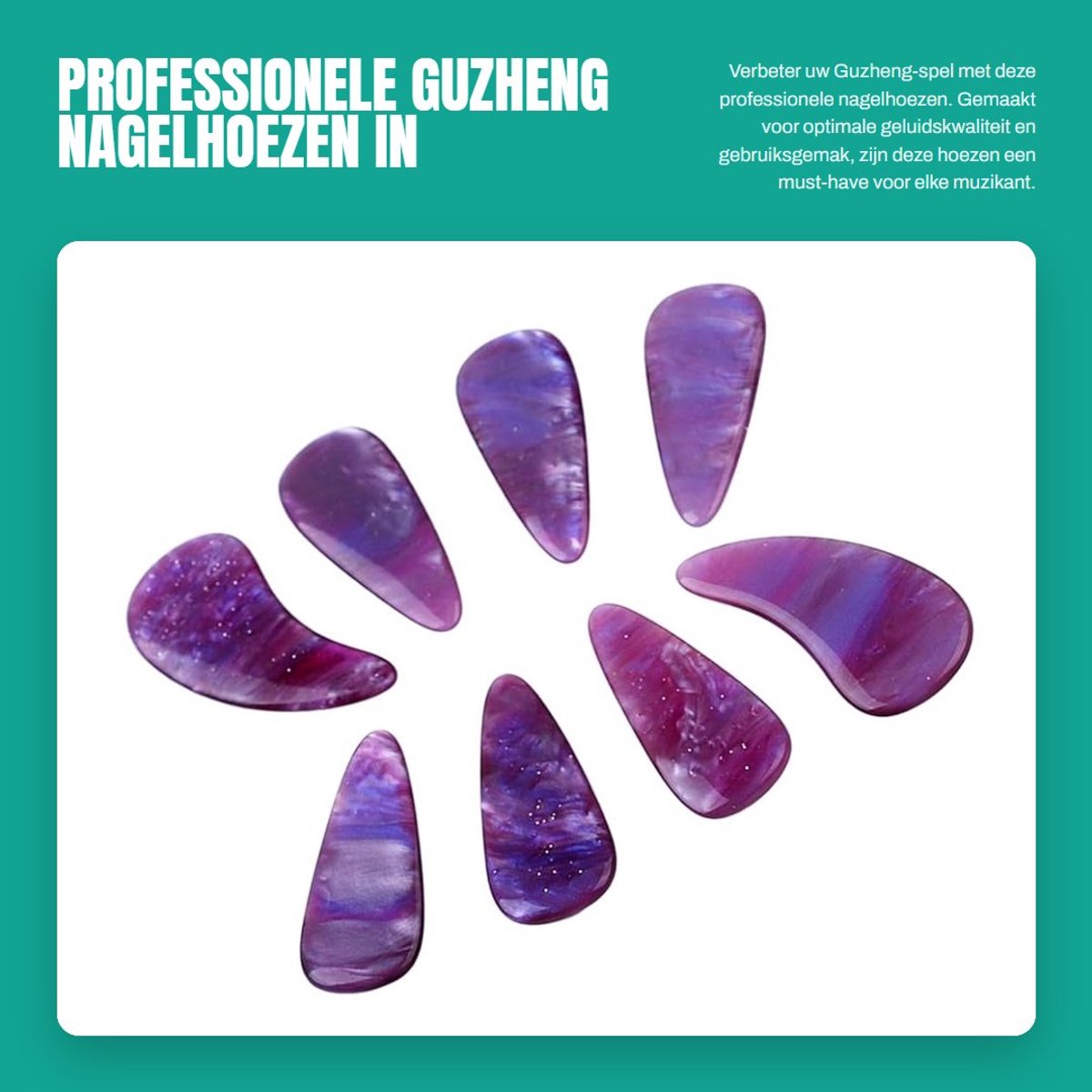 Dailygoods- Guzheng Nagelhoezen Professionele - Guzheng Nagelprikkers - Luidsprekers - Melkweg Kleur - Hoogwaardige Kwaliteit - Guzheng Accessoires