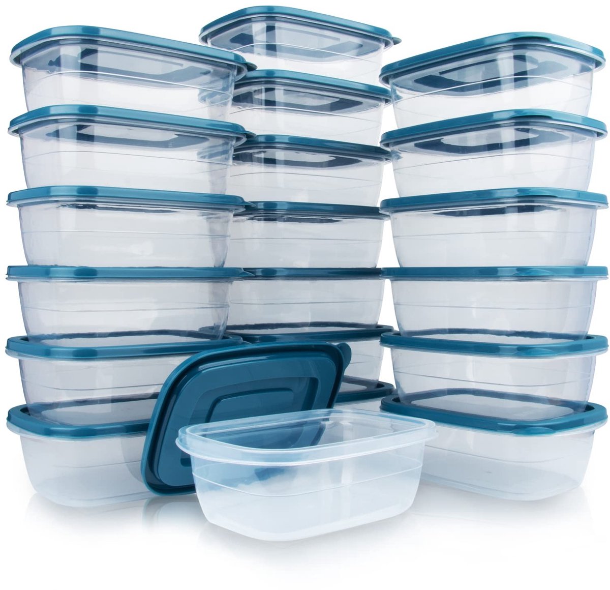 Dailygoods- Voedselcontainers 20 Stuks - Plastic Opbergdozen - Met Deksels - 500 ML Per Doos - Stapelbaar - Draagbaar