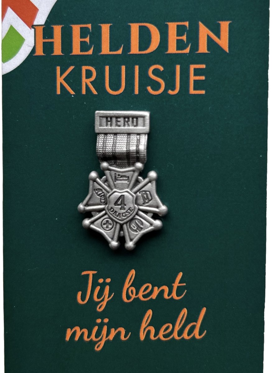 Pin / speld 4Daagse Nijmegen - Helden kruisje voor vrijwilligers - tin - Vierdaagse