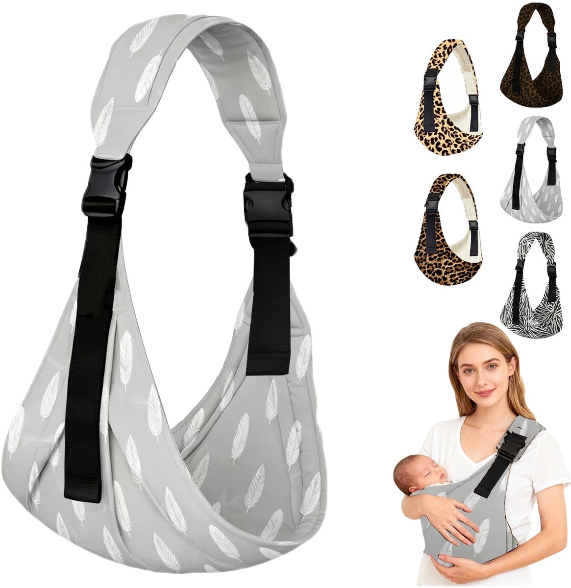 Dailygoods- Draagdoek Ergonomisch - Verstelbare Heupdrager - Luipaardpatroon - Voor Pasgeborenen tot 36 Maanden - Tot 20 kg - Ondersteunt Natuurlijke Fysiologische Structuur - Babydrager