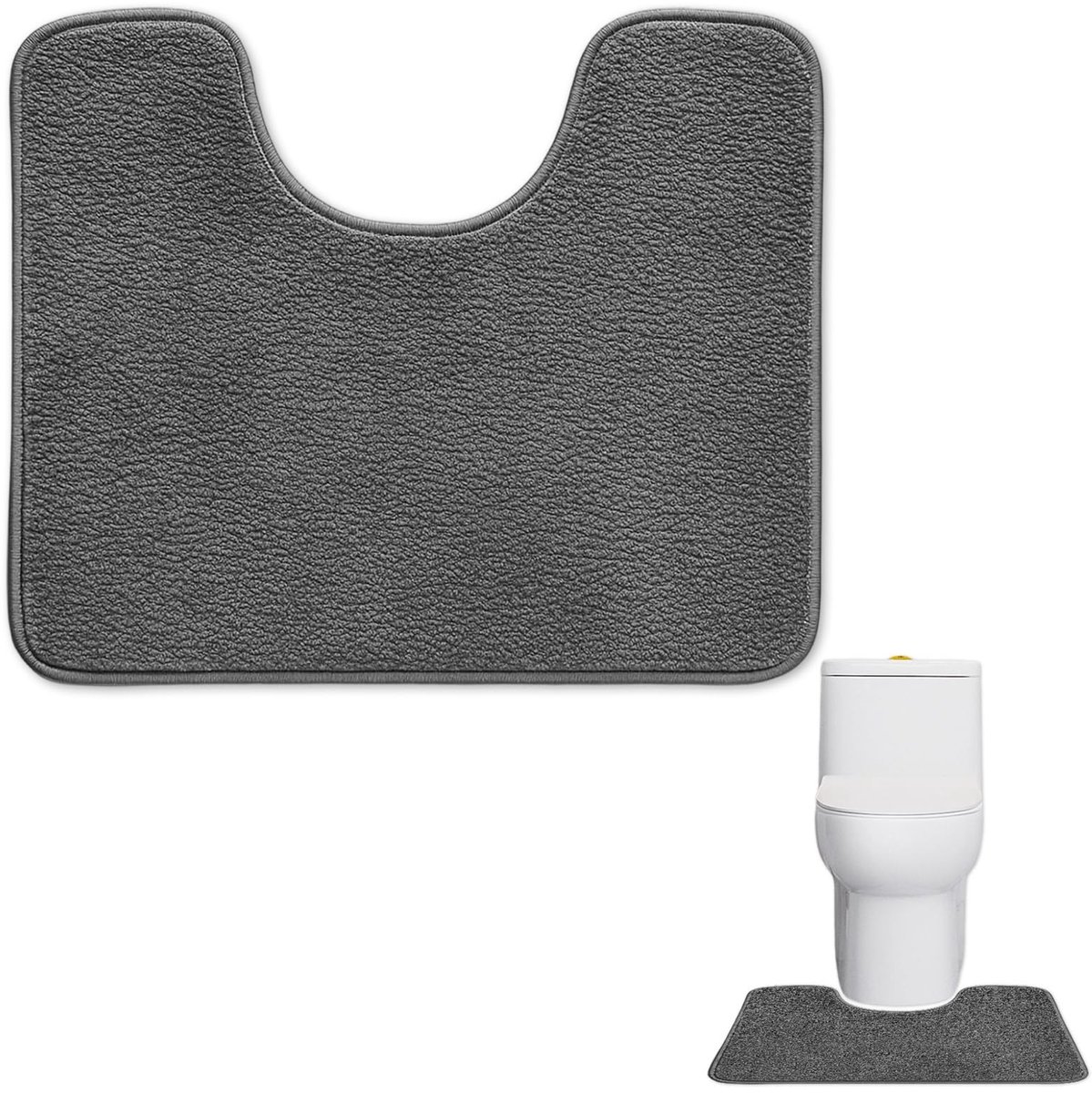 Dailygoods - Absorberende toiletmat antislip, extra zachte badkamermat, U-vormig microvezel ontwerp, hoog absorberend, wasbaar, grijs, 50x60 cm, voor badkamer en toilet