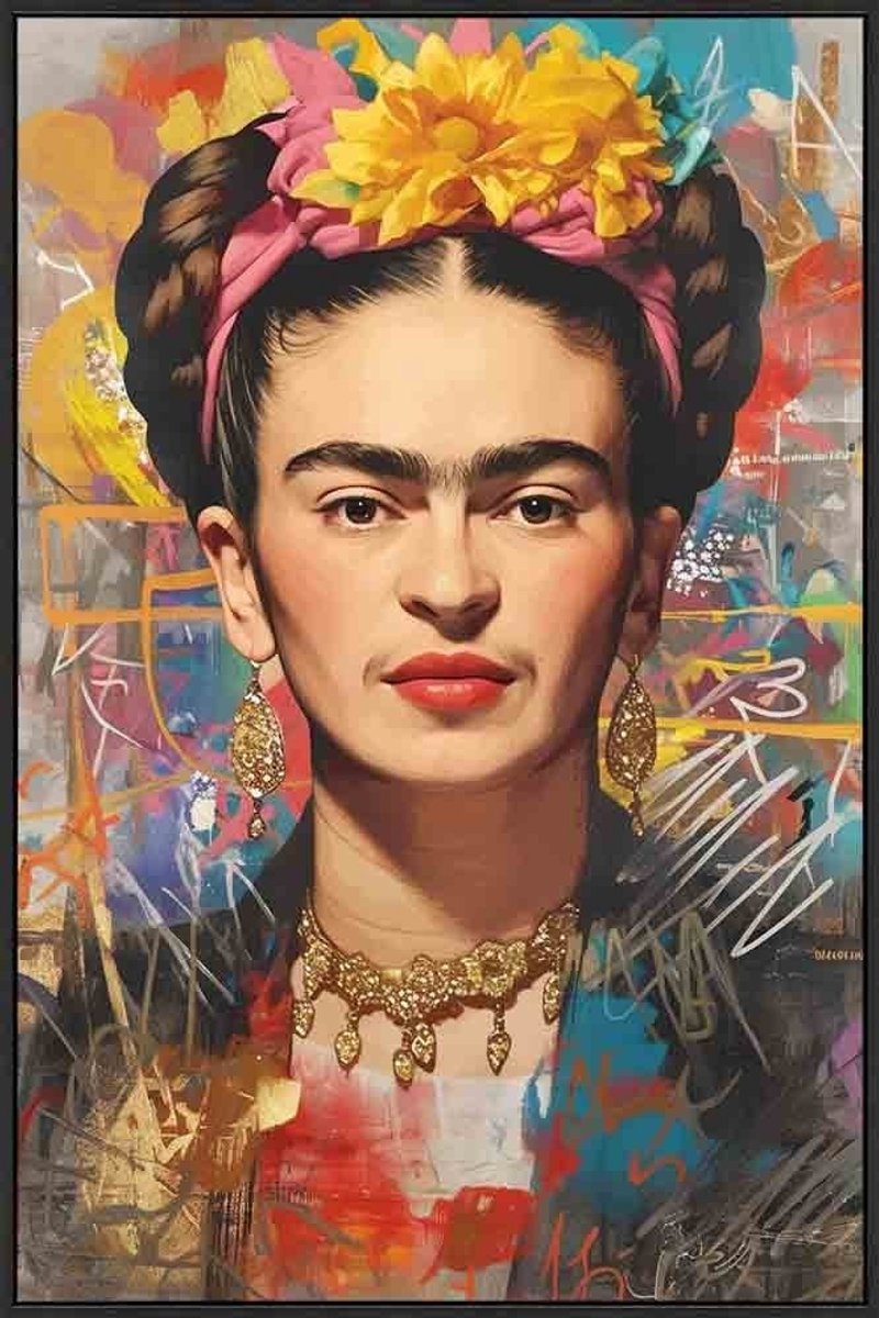 HomeBound by KY | Schilderij high gloss popart Frida Kahlo | 70x105x5cm | wandpaneel popart