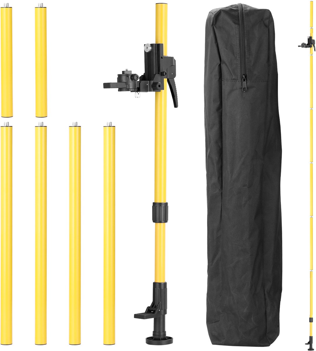 Telescopische Laser Stang – 4.2m Hoogte – Fijnafstelling Precisie – 1/4'' Schroefdraad Compatibel – Bouw en Installatie
