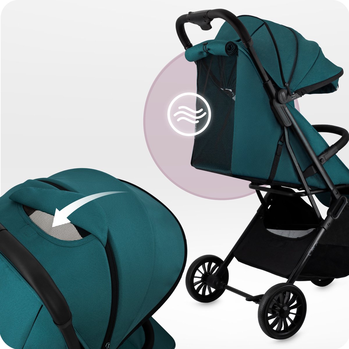 MoMi ANDREA Kinderwagen - Automatisch Inklapbaar - Turquoise thumbnail 3