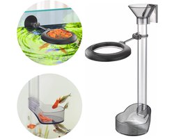 Aquarium voederbuis 21 cm – Voeder voor vissen garnalen – Acryl voederbuis – Aquariumaccessoire – Inclusief voederschaaltje, voederring en schoonmaakborstel – Voor nauwkeurig voeren – Transparant