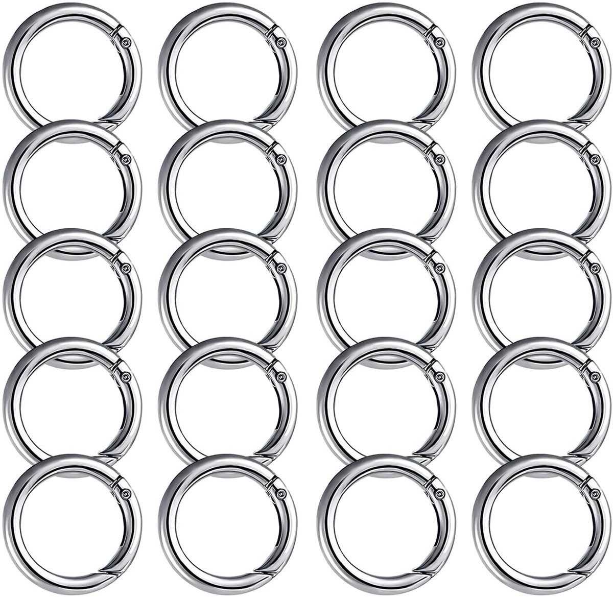 Dailygoods- Karabijnring 27 mm - Sleutelhanger Ringen - Ronde Karabijnhaken - Zinklegering - 20 Stuks - Sterk en Duurzaam