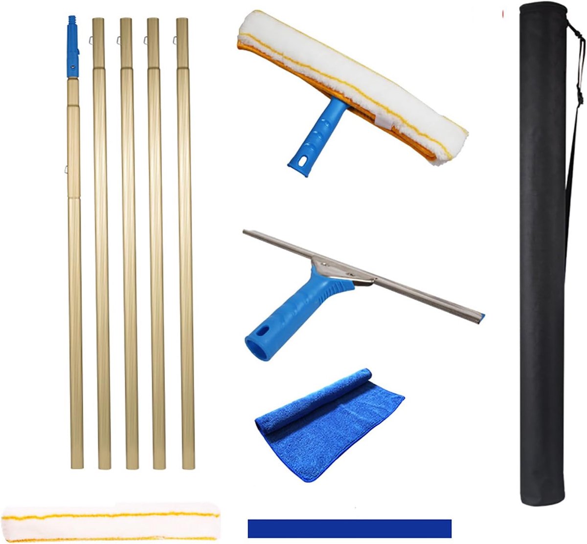 Raamreiniger - Glaswisser - Ramen Schoonmaken - Verstelbare Steel - 35cm Wisser - Geel