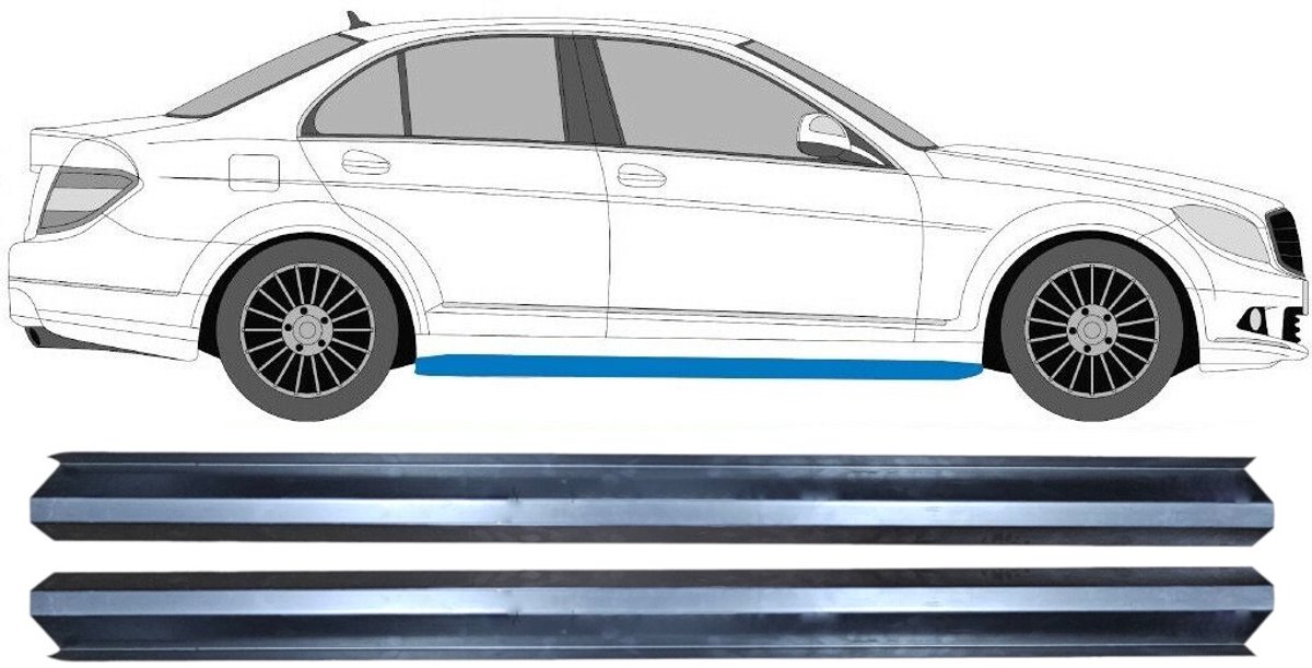 Reparatie dorpel voor Mercedes C-Class W204 2007-2014 / Links = Rechts / Set