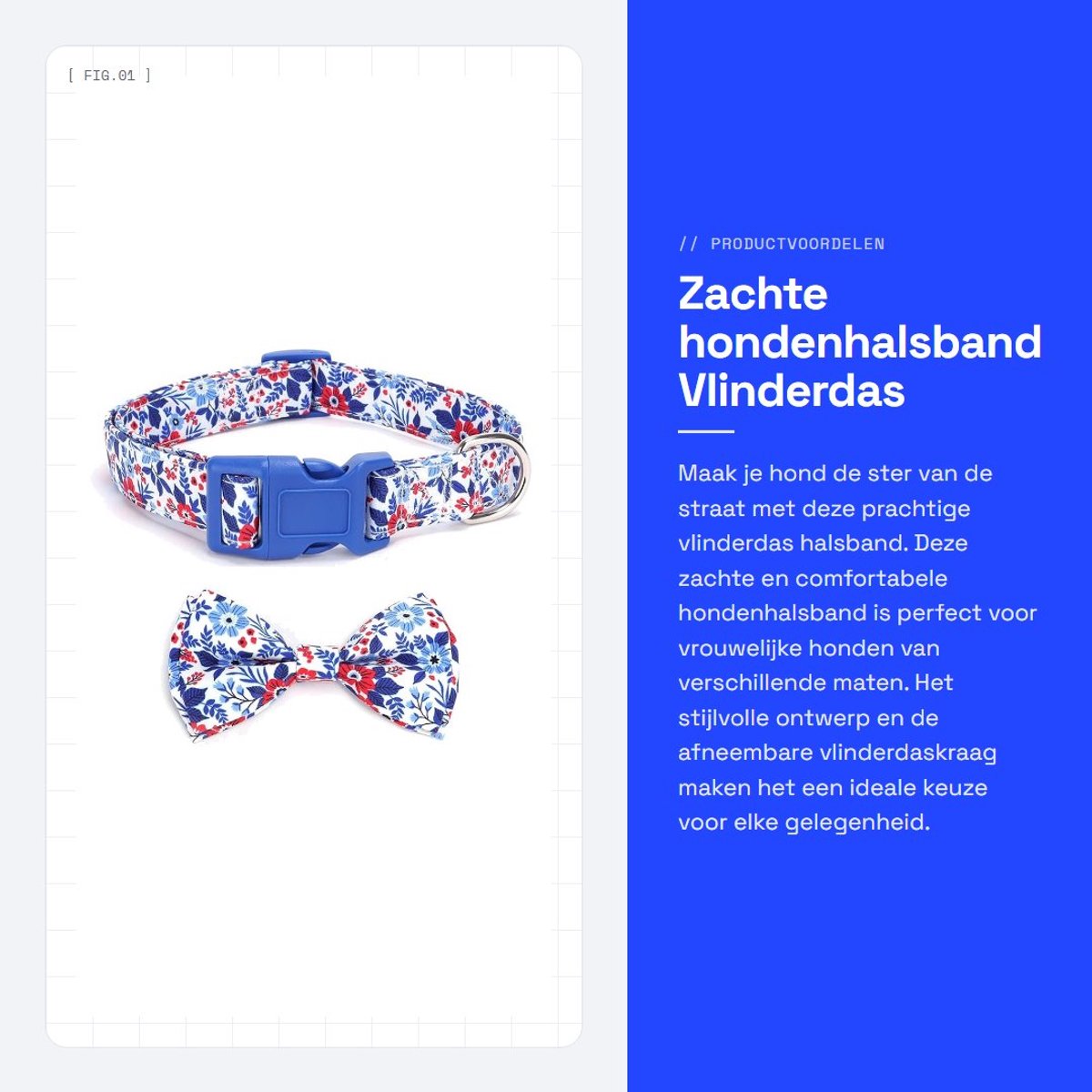 Dailygoods- Hondenhalsband Verstelbaar - Vlinderdas - Afneembaar - Comfortabel - Geschikt voor kleine/middelgrote/grote honden - Kraagmaat S/M/L - Halsband