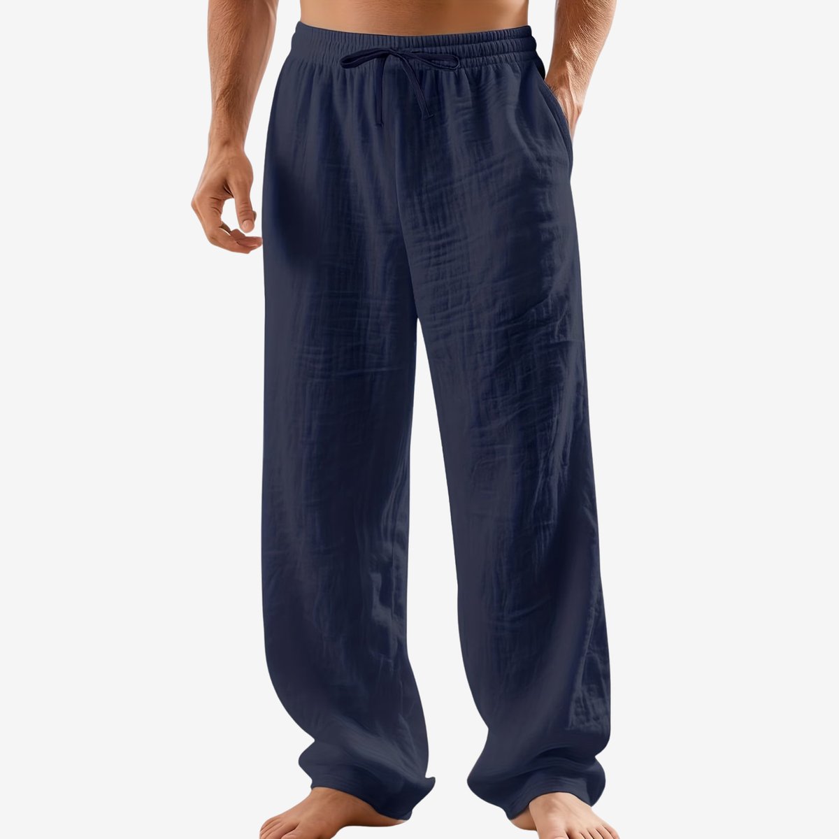 Currero Linnen Broek Heren - Zomerbroek - Volwassenen - Lange Broek - Pantalon - Strandbroek - Zomer - Ibiza Stijl - Marineblauw M