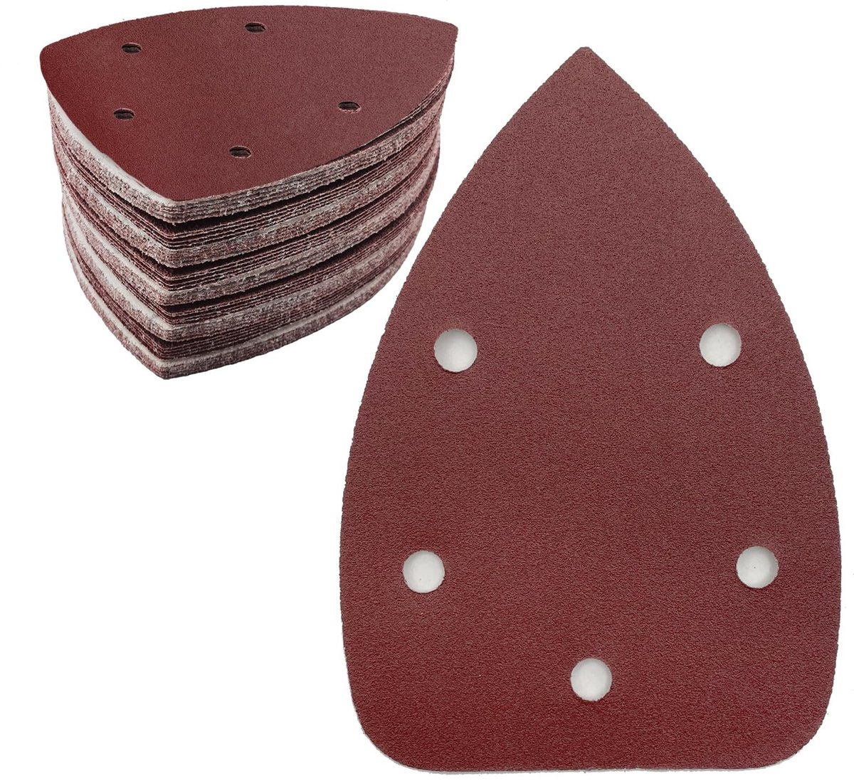 Dailygoods- Schuurpapier Set 50 Stuks - Schuurpapier Driehoek 140 x 100 mm - 5-Gats Ontwerp - Diverse Korrelgroottes 40/80/120/180/240 - Antistatisch en Duurzaam - Schuurpads