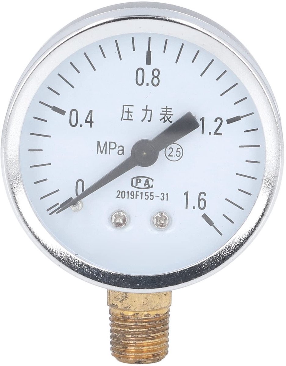Dailygoods- Vacuümmeter Zeer Nauwkeurig - Manometer 1/4 NPT - Roestvrij Stalen Behuizing - Luchtdrukmeting - Waterdrukmeting - Klasse 2.5 Nauwkeurigheid