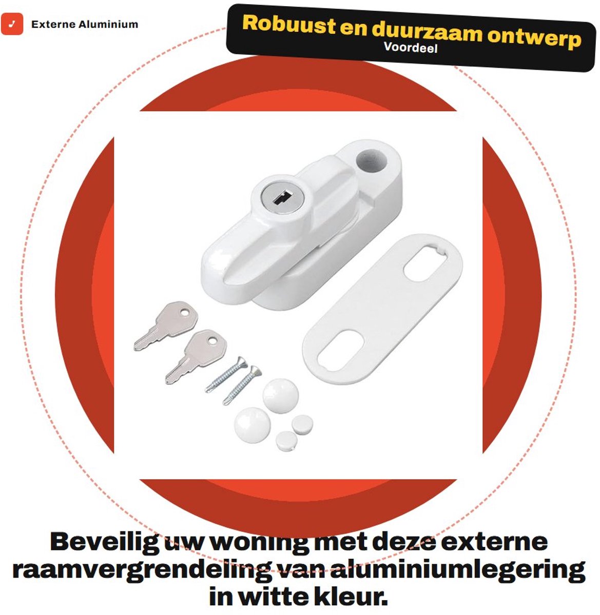 Dailygoods- Raamsloten Externe Raamvergrendeling - Veiligheidsraamsluitingen - Aluminiumlegering - Schokbestendig - Inclusief Sleutels - Robuust Ontwerp