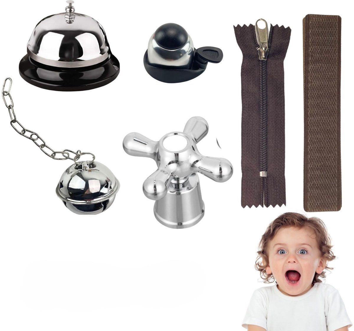 Dailygoods- Busy Board DIY Accessoires - Sensorisch Speelgoed - Montessori Speelgoed - Zintuiglijke Bord Onderdelen - Kinderrits/Kerstbel - Vroege Ontwikkelingsmaterialen - Sensory Board