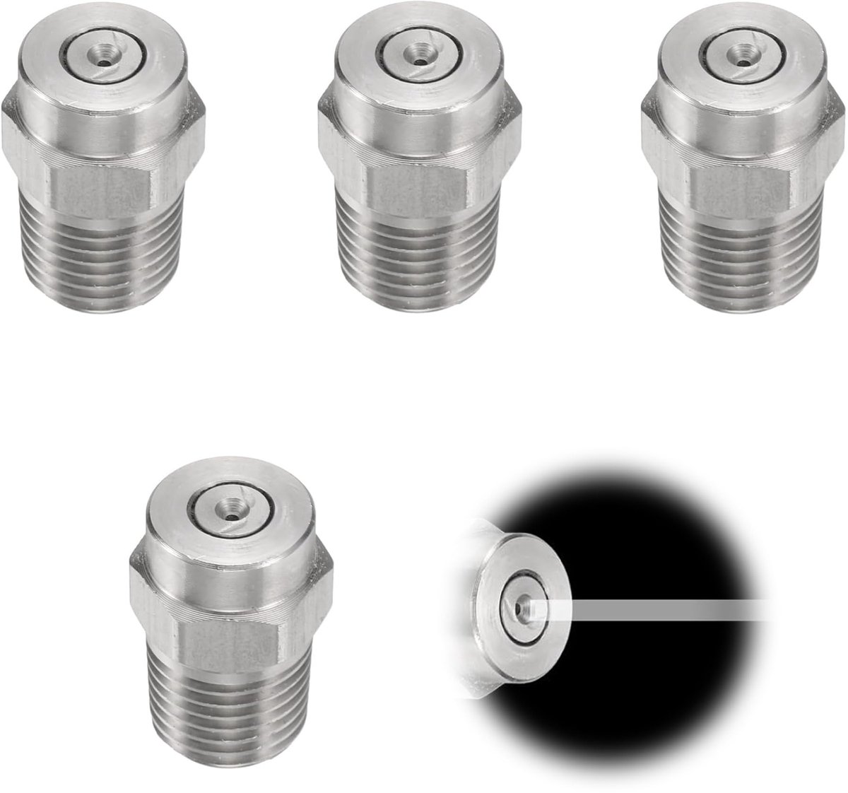 Dailygoods- Schroefdraadsluitringen 4 stuks - Sproeikop 0 graden - Opening 1,236 mm - 1/4 inch mannelijk NPT - Roestvrij staal - Voor hogedrukreiniger