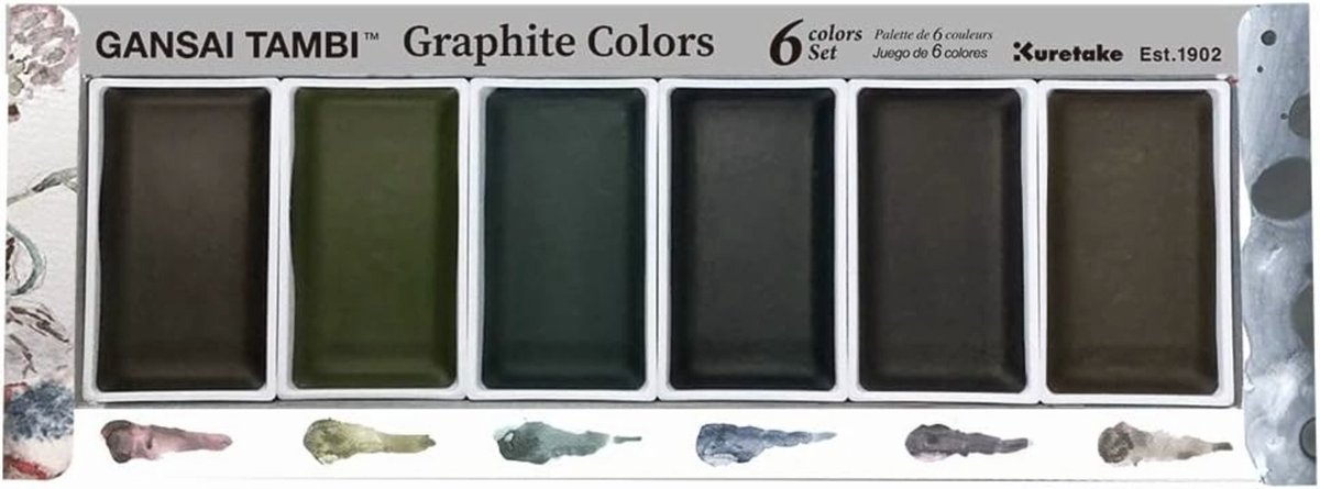Kuretake Gansai Tambi Facial Aesthetic Graphite Colors + EXTRA een Kuretake Brushpen