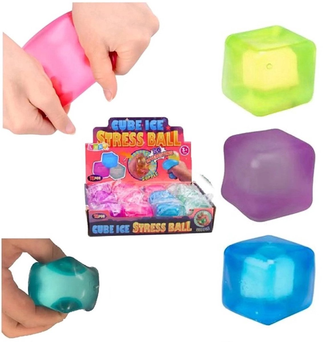 Ice Cube Squishy stressbal - 1 exemplaar - 5 cm groot - Fidget Toy - Knijp Speelgoed - Schoencadeautje