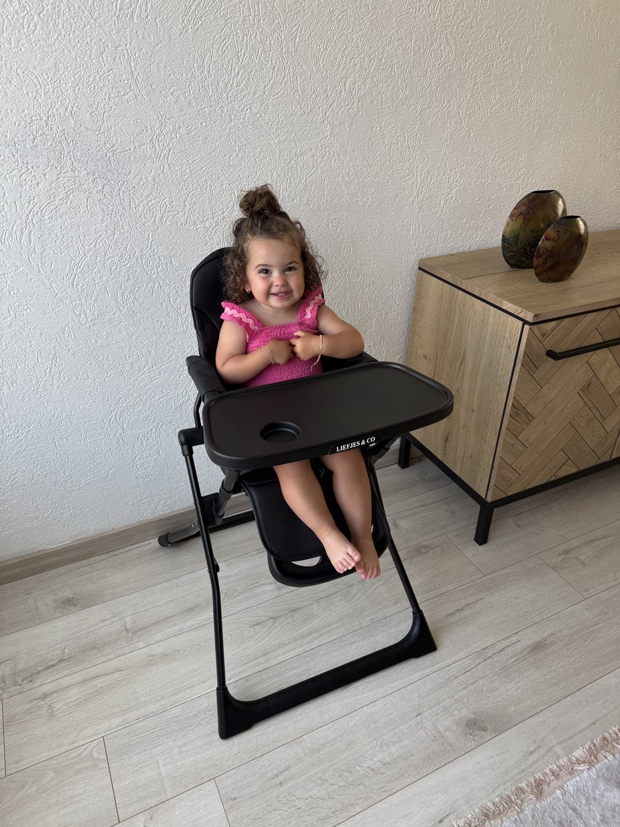 Liefjes & Co Kinderstoel - Eetstoel Baby – Inclusief Kussen – Opklapbare Baby Eetstoel – Peuterstoel – Zwart – foto 2