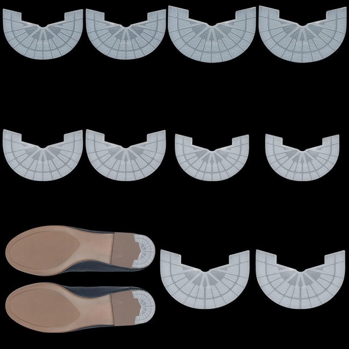 5 Pairs Schoen Hielbeschermers, 5 Maten Witte Antislip Rubber Pads voor Schoenen, Geluidsdempende Grip Platen voor Sneakers en Slippers, Ideaal voor Mannen en Vrouwen