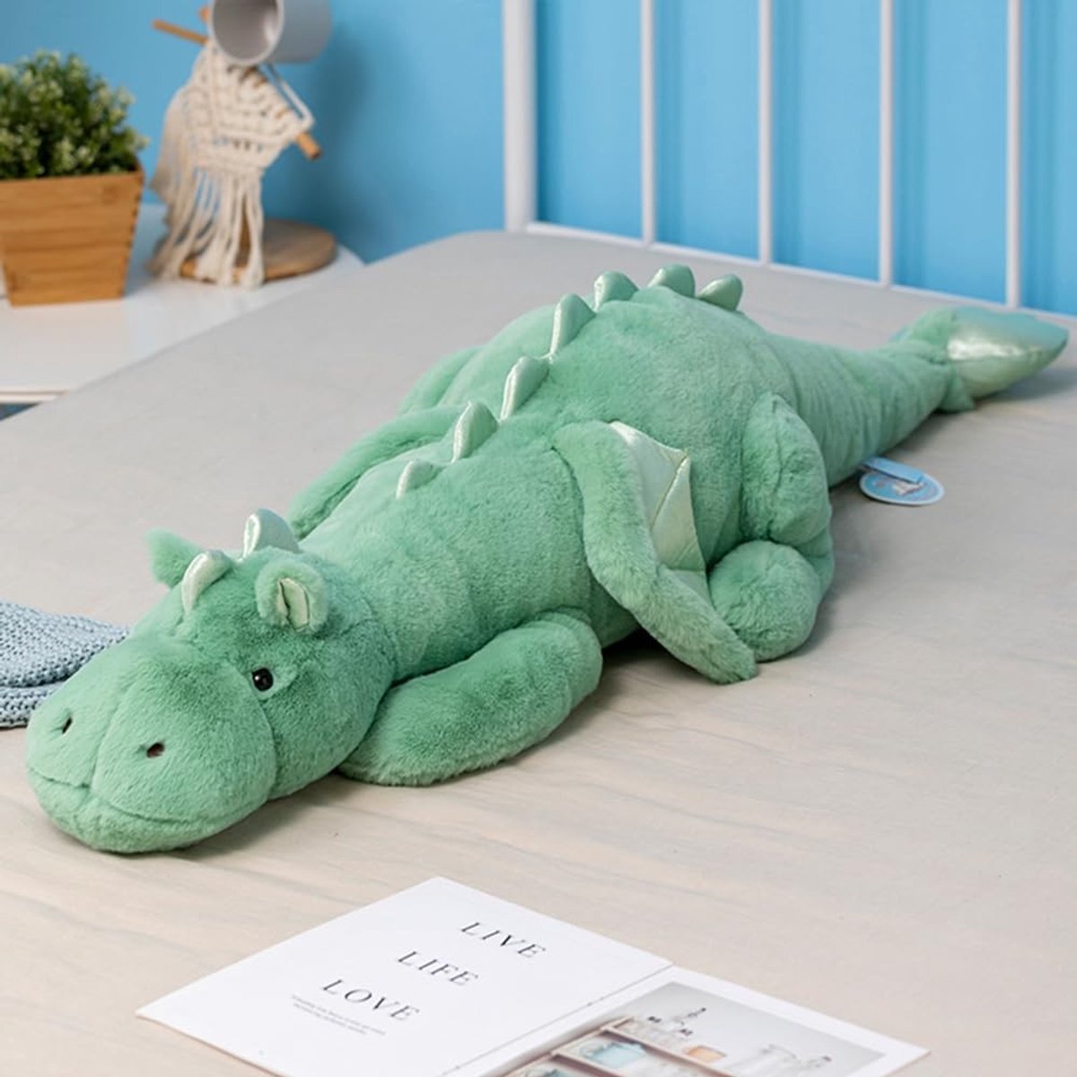 Dailygoods- Gewogen Knuffeldier 4,5 kg - Groene Draak - Pluche Knuffels - Comfort - Ontspanning - Troostende Metgezel - Pluche Knuffel