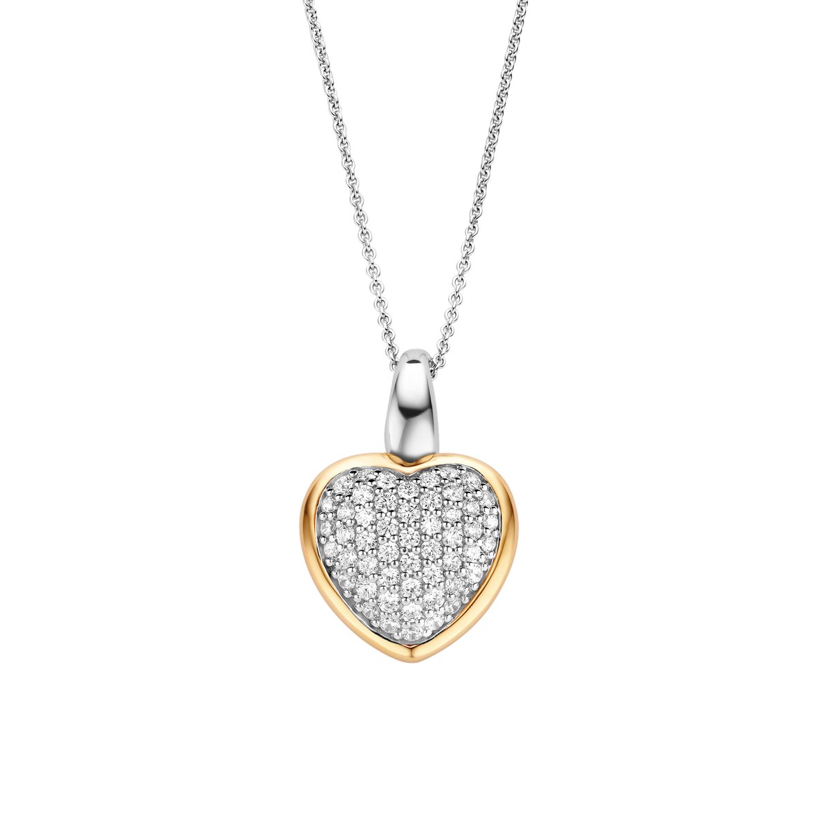 TI SENTO Dames Hanger - 925 zilver - Zirkonia met geel verguld - 6801ZY