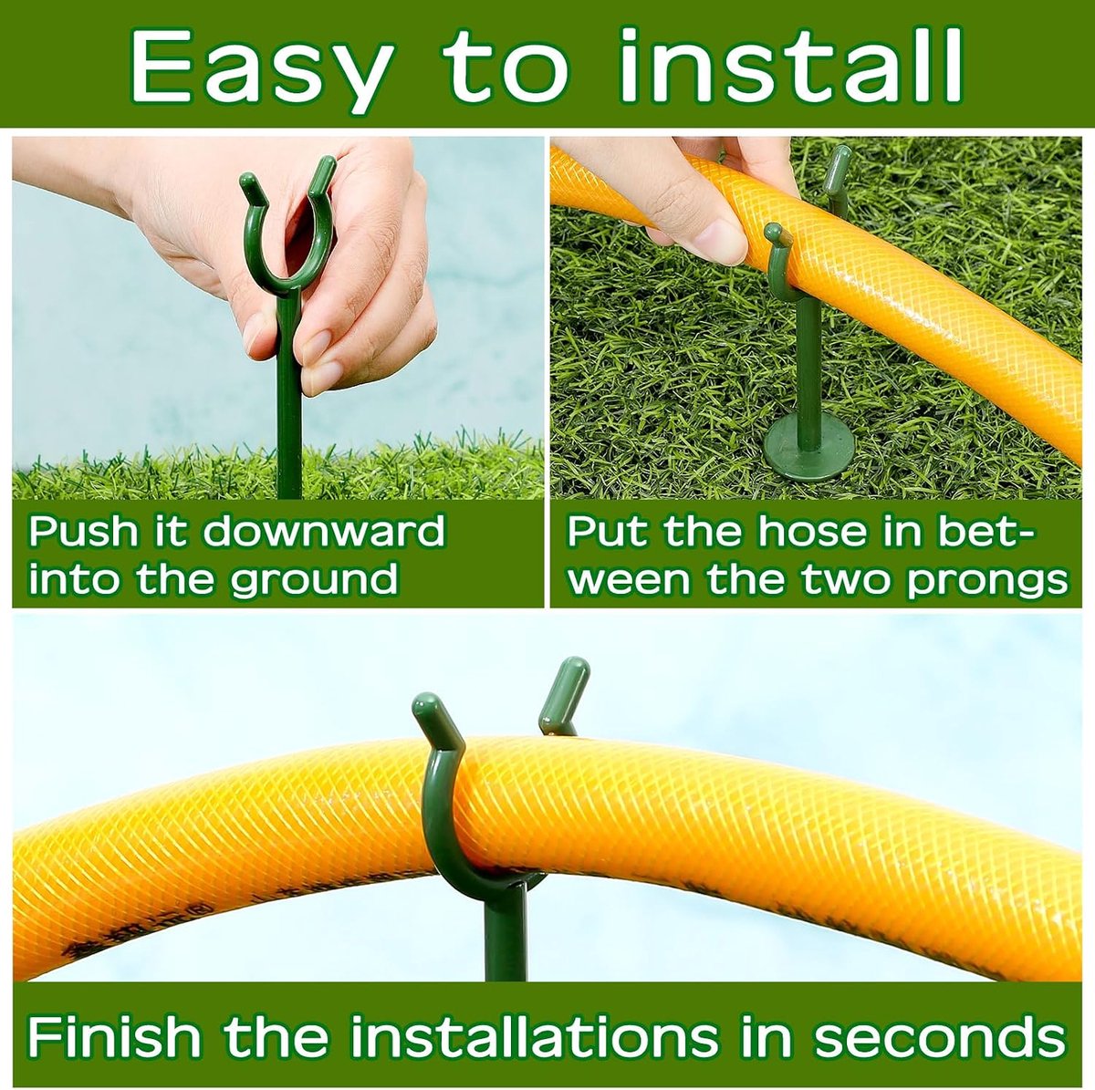 20 Stuks Slanggeleider Tuinslang - Tuinslanggeleider - Tuinslang Geleider - Met Grondpin - Tuinslanggeleiderspiesen - Hose Guide - Decoratieve Tuinsteunen - Stabiele Slangfixatie - Groen – foto 6