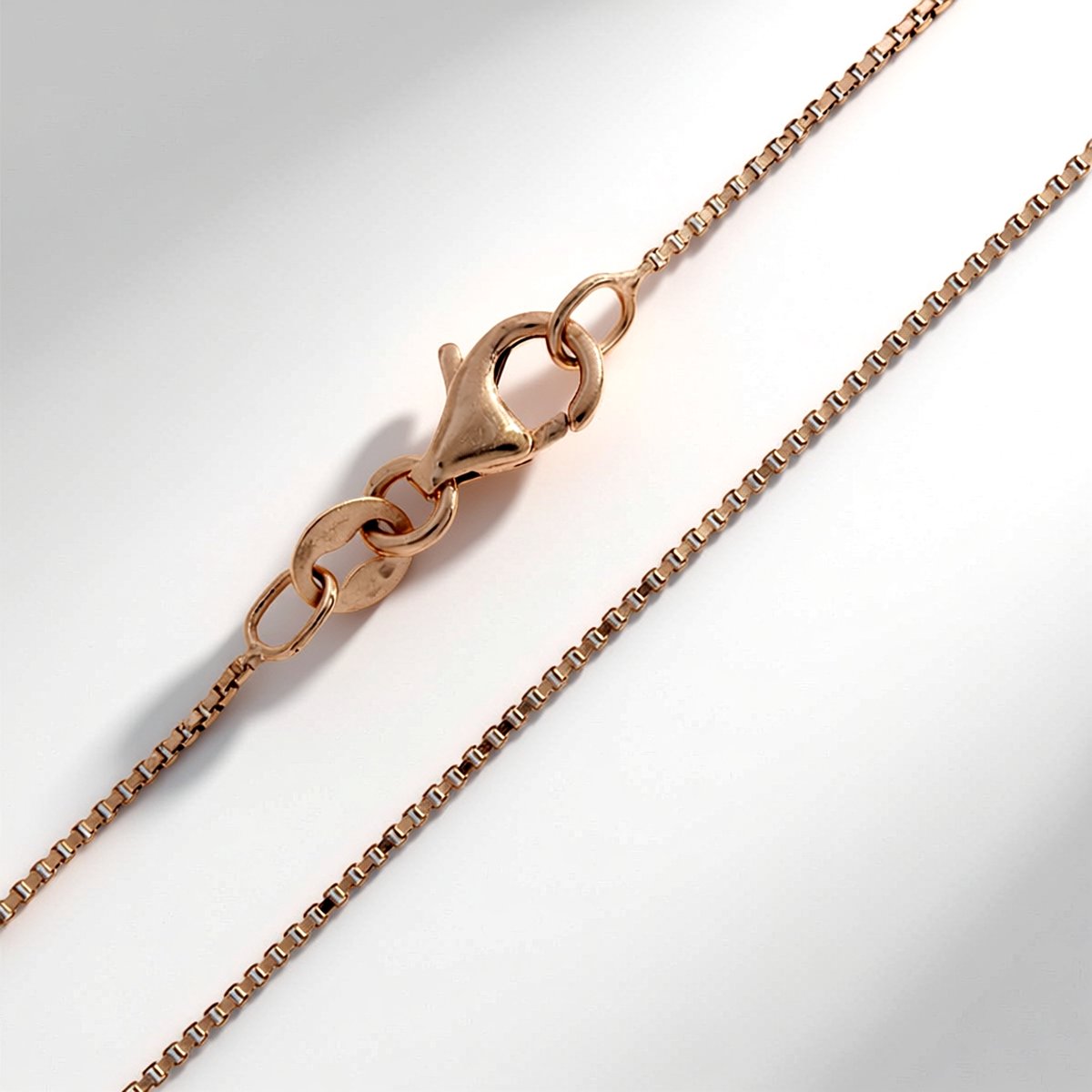 Cavill - 925 Sterling Zilveren Venetiaanse Ketting - Roséverguld - Fijne damesketting 50 cm - Elegant, comfortabel en stijlvol