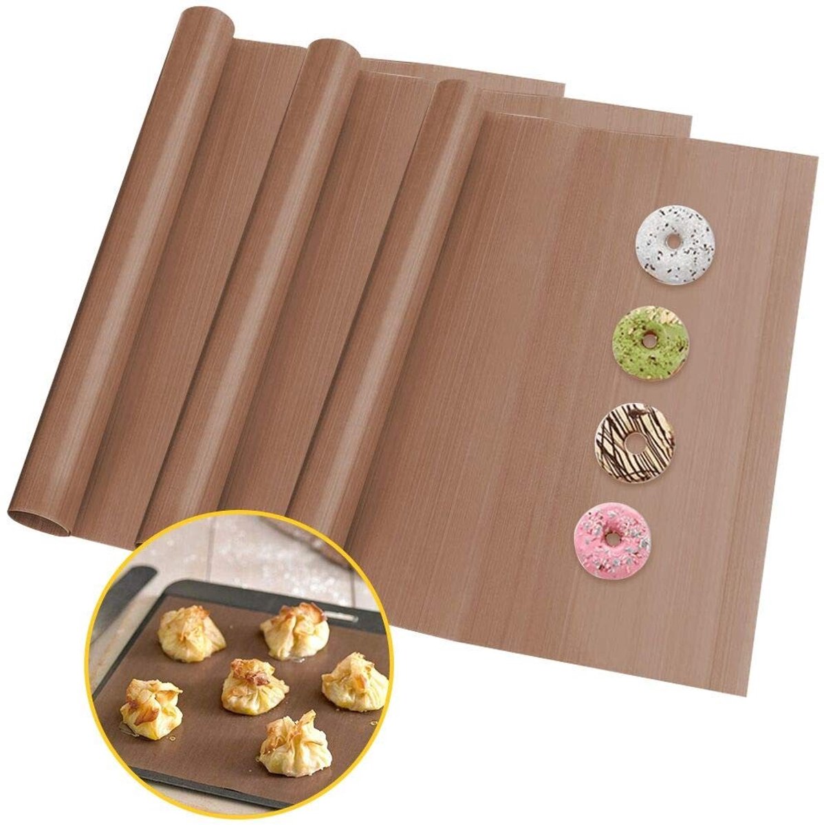 Dailygoods- Teflon Vel 3 Stuks 50 x 60 cm - Herbruikbaar - Waterdicht - Hittebestendig - Anti-aanbaklaag - Eenvoudig te reinigen - Bakmat