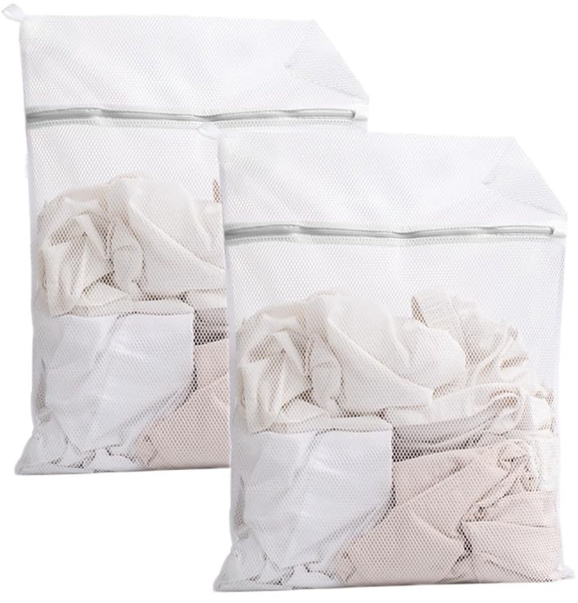 Dailygoods- Wasnet Set van 2 - Duurzame Waszakken met Ritssluiting - Waszakken voor Delicate Kleding - Reiswasnet 40 x 50 cm - Robuuste Stiksels - Waszak