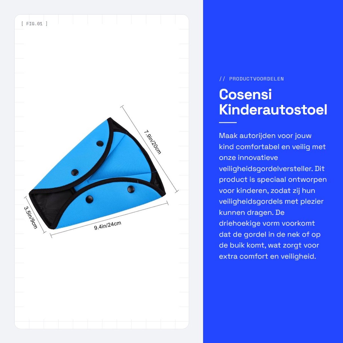 Dailygoods- Gordelkussen Verstelbaar - Veiligheidsgordel Versteller - Driehoekig Riemkussen - Positioneringskussen - Ademend Materiaal - Geschikt voor Alle Auto's - Veiligheidsgordelversteller