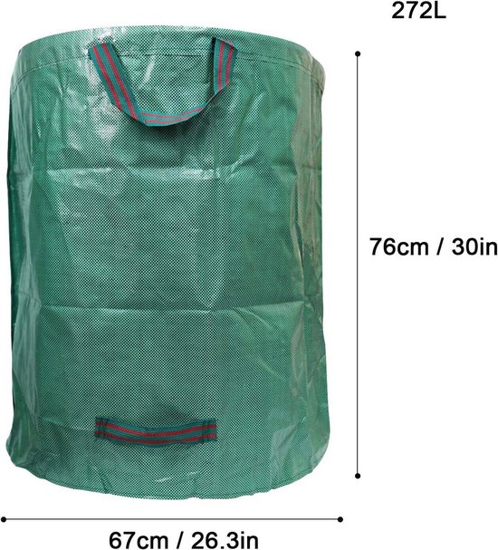 Tuinafvalzakken - Set van 4 - Inhoud 272 liter - Opvouwbare tuinafvalzakken - Duurzaam - Water- en vochtbestendig - Bladerzakken - Geschikt voor tuinafval en het opruimen van bladeren - Groen — afbeelding 3