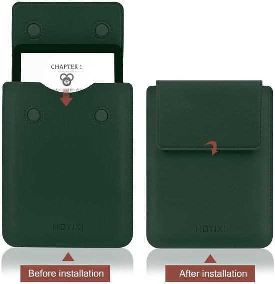 Dailygoods - HoYiXi Universele hoes voor 6.8", 7" Paperwhite/Colorsoft/Signature Edition 2025 & 2021 Compatibel 6.8" Kobo Clara HD/PocketBook/Tolino/Sony Lederen Case voor 6.8-7 "ebook Reader, Donkergroen — afbeelding 2
