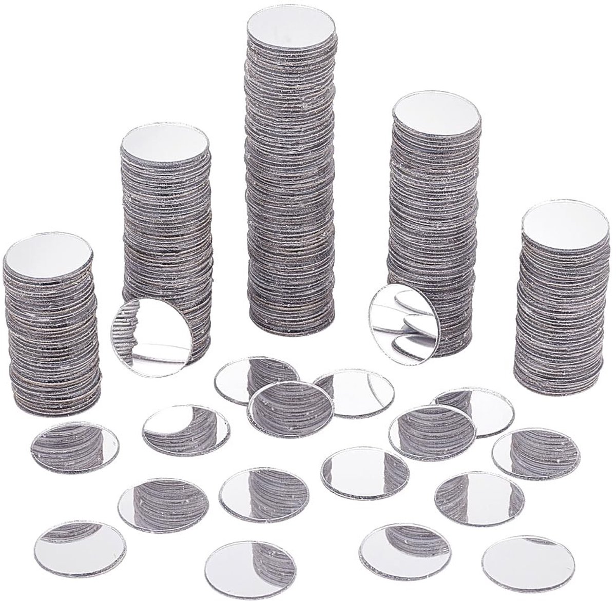 Dailygoods - Spiegelmozaïektegels - Zelfklevend - 300 stuks - Mini mozaïek spiegels - Decoratieve spiegels voor knutselprojecten - Ronde acryl spiegels