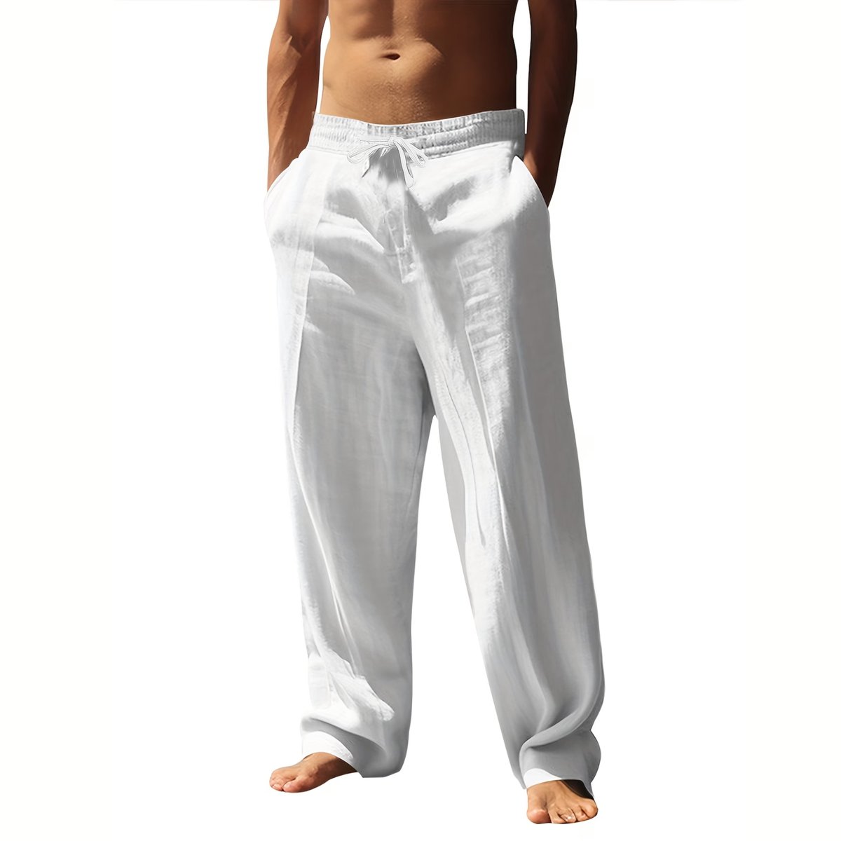 Currero Linnen Broek Heren - Zomerbroek - Volwassenen - Lange Broek - Pantalon - Strandbroek - Zomer - Ibiza Stijl - Wit XL