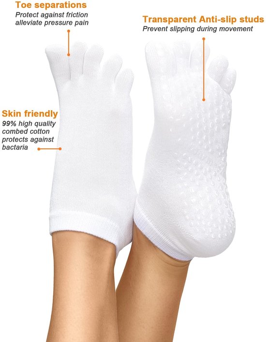Dailygoods- Enkelsokken 99% katoen - Antislip - Teensokken - Yoga - Pilates - Individuele teenconstructie - Comfortabel en ademend van Dailygoods — afbeelding 3