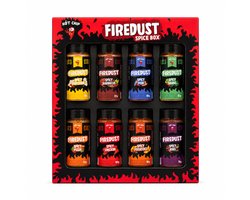 HOT-CHIP Firedust Kruidenmix Cadeauset – 8 Pittige Spice Mixes voor BBQ, Pizza, Kip, Vis, Ribs, Popcorn & Aardappels