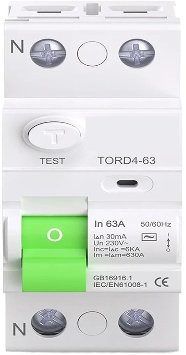 Stroomonderbreker - Veiligheidsschakelaar - Elektrische Beveiliging - Aardelek Detectie - 230V~ - Wit