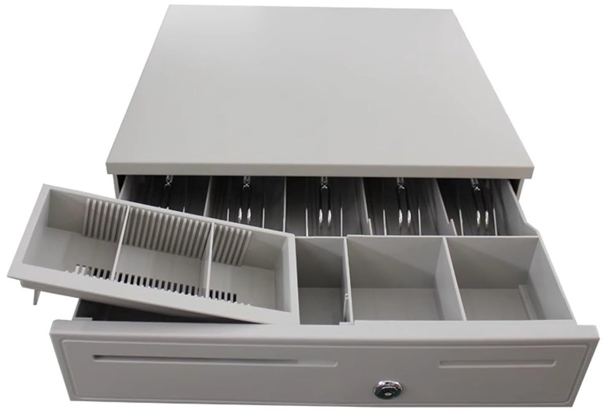 Kassalade - Geldlade - Veilig Geld Opbergen - Gepoedercoate Staalconstructie - 405x42x11cm - Bianco