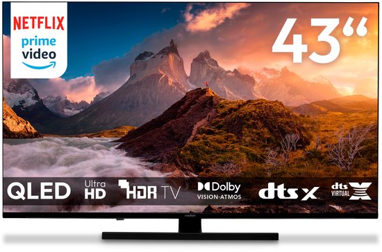 MEDION 108 cm (43") QLED TV (Google TV, 4K, Dolby Vision HDR, Netflix, Prime Video, Disney+, Dolby Atmos, DTS X, Smart TV, PVR, Bluetooth, MD 843700)